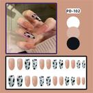 24 pçs halos manchando unhas falsas cabeça pontiaguda longa estilo doce imprensa nas unhas