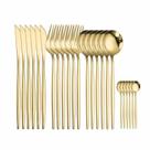 24 Peças Talheres Dourado de Aço Inox Garfo Colher Faca Colher De Mesa