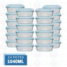 24 Pote Canelado Vidro Resistente 1040ml Airfryer Microondas