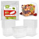 24 Potes 2 Litros Com Tampa Retangular Transparente Seguro Microondas BPA Free