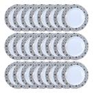 24 Pratos Sobremesa em Melamina 20cm Preto Elegante Raso