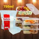 24 Un Pote Retangular Com Tampa 750ml Marmita, Freezer e Microondas