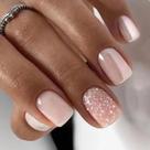 24 Unhas Curtas Decoradas com Pérolas e Glitter - Kit com Gel e Lixa