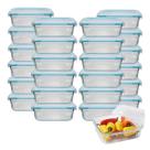 24Pç Pote Retangular Canelado 370ML Marmita Fit Frutas Lanches