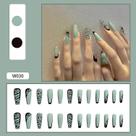 24pcs Black Lines Nail Patch Cola Tipo Removível Longo Parágrafo Manicure