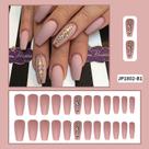 24pcs Nails Patch Glue Tipo Longo Parágrafo Moda Com Diamond Manicure Patch Unhas