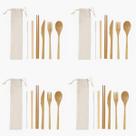 25 Kits 7 em 1 de Talheres Sustentáveis em Bambu Can.u.do Reutilizáveis com Estojo 25 Kits 7 em 1 de Talheres Sustentáveis em Bambu Can.u.do Reutilizáveis com Estojo