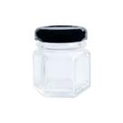 25 Mini pote de vidro sextavado 40ml c/ tampa Preta