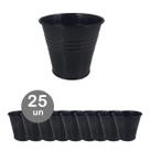 25 Mini vaso cachepot metal decoração vasinho festas preto
