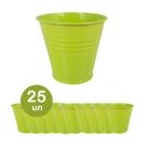 25 Mini vaso cachepot metal decorativo vasinho festas verde