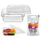25 potes descartável 500ml retangular marmita freezer micro