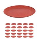 25 UN Prato Lanche Sobremesa Redondo Durável 20cm Vermelho