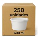 250 Potes PP 600ml Com Tampa Lacre Redondo Branco Freezer Microondas