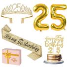 25º conjunto de decorações de aniversário para mulheres com faixa, coroa e muito mais 25º conjunto de decorações de aniversário para mulheres com faixa, coroa e muito mais