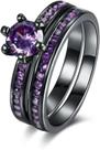 2PC Anéis Empilháveis para Mulheres - Zirconia Gemstone Rhinesto