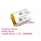 (2pcs) 103450 C/ 2 Fios 2000 Mah 3,7v 10mm X 34mm X 50mm