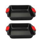 2un Assadeira Antiaderente Retangular 30x25 pegador silicone