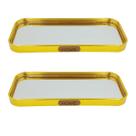 2un Bandeja Vidro espelho borda metal dourado retangular