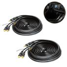 2un Cabo RCA Blindado 5M Conector Macho Plug Banhado A Ouro Estéreo Ideal Para Som Automotivo Áudio Vídeo Caixa Mesa de Som DJ Igreja 5mm - 100W