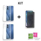 2UN Capa Anti Impacto Transparente Para Motorola Moto G04 + 1UN Película Privacidade 9D Fosca