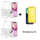 2UN Capa Capinha Anti Impacto Transparente Para Iphone 13 + 1UN Película Flexível 9D Fosca