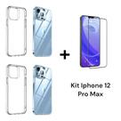 2UN Capinha Transparente Capa Anti Impacto + 1UN Película De Vidro 3D Para Iphone 12 PRO MAX