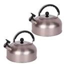 2un Chaleira Apito Inox Bule 2,5L Ferver Água Cor Champagne