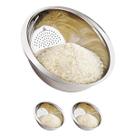 2un Escorredor De Arroz Em Aço Inox 20cm Lava Alimentos