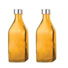 2un GARRAFA DE VIDRO TAMPA INOX SCOTCH ÁGUA SUCO LARANJA