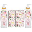 2UN Loção Hidratante Corporal +4UN Sabonete Aroma de Rosas