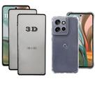 2UN Película 3D De Vidro Temperado + Capinha Anti Impactos Para Moto G75 5G