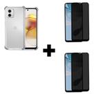 2UN Película Fosca Privacidade + 1UN Capa Capinha Anti Impacto Para Motorola G53 Transparente