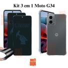 2UN Película Fosca privacidade + Capa Capinha Anti Impactos para Moto G34 Transparente 2UN Película Fosca privacidade + Capa Capinha Anti Impactos para Moto G34 Transparente