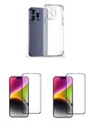 2UN Película Protetora 3D Vidro + Capa Anti Choque TPU Para Iphone 16 Pro Max