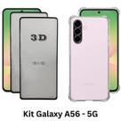 2UN Película Vidro 3D para Samsung Galaxy A56 5G + 1UN Capa Silicone TPU Transparente