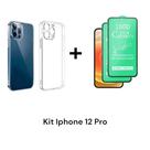 2UN Películas De Cerâmica 9D + 1UN Capinha Transparente Anti Impacto Para Iphone 12 PRO