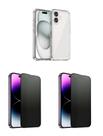 2UN Películas Fosca Privacidade + Capa Capinha Silicone TPU Para iphone 16 Plus