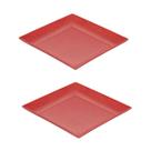 2un Petisqueira prato quadrado 24cm ecológico vermelho