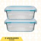 2Un Potes 1040ML Medio Retangular Hermeticos Canelado Fitness