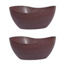 2un Tigela saladeira bowl oval servir 1,9lt marrom escuro