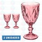 2UNI Taça Diamante Copos Vidro Lilás 300ml Suco Vinho Água