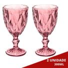 2UNI Taça Diamante Copos Vidro Lilás 300ml Suco Vinho Água