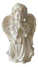 2X Anjo Decorativo 20 Cm Branco Perolado Gesso Escultura