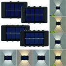 2x Arandela Solar 2 Focos Parede Slim 10 Fachos Led Externa