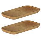 2x Bandeja Retangular 1,9 x 10,5 x 20cm Ou Bambu Aura