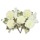 2x Buquê de Peônia Flor Artificial (31cm) Creme SMO