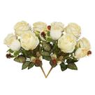2x Buquê de Rosa Flor Artificial (31cm) Creme SMO 2x Buquê de Rosa Flor Artificial (31cm) Creme SMO