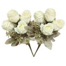 2x Buquê de Rosa Flor Artificial (32cm) Creme SMO 2x Buquê de Rosa Flor Artificial (32cm) Creme SMO