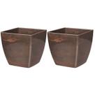 2X Cachepô Elegance Quadrado 02 (1,7L) Café NUTRIPLAN