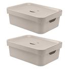 2x Caixa Plastica Multiuso Organizadora 10,5L OU Cube Bege